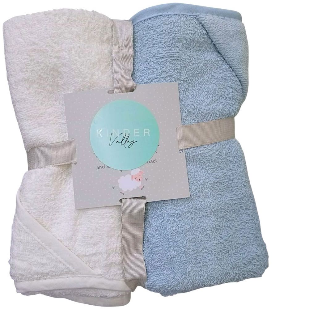Kinder Valley - Baby Hooded Towel - Blue/White - 2 Pcs