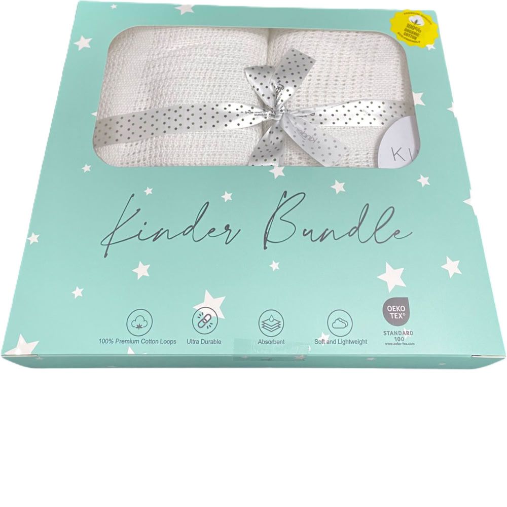 Kinder Valley - Cotton Cellular Blanket Set - White - 2 Pcs
