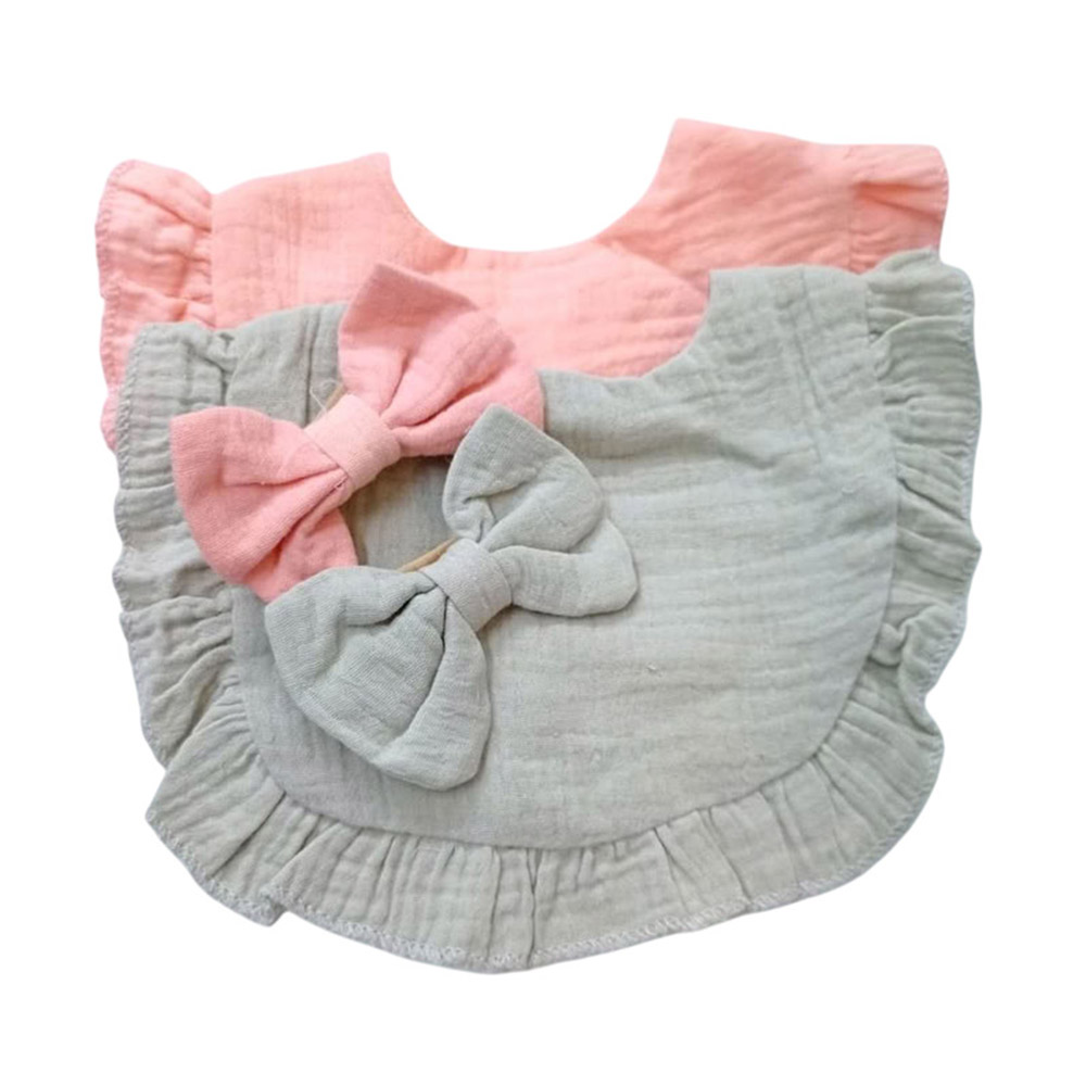 Kinder Valley - Baby Bibs - Pink/Grey - 2 Pcs