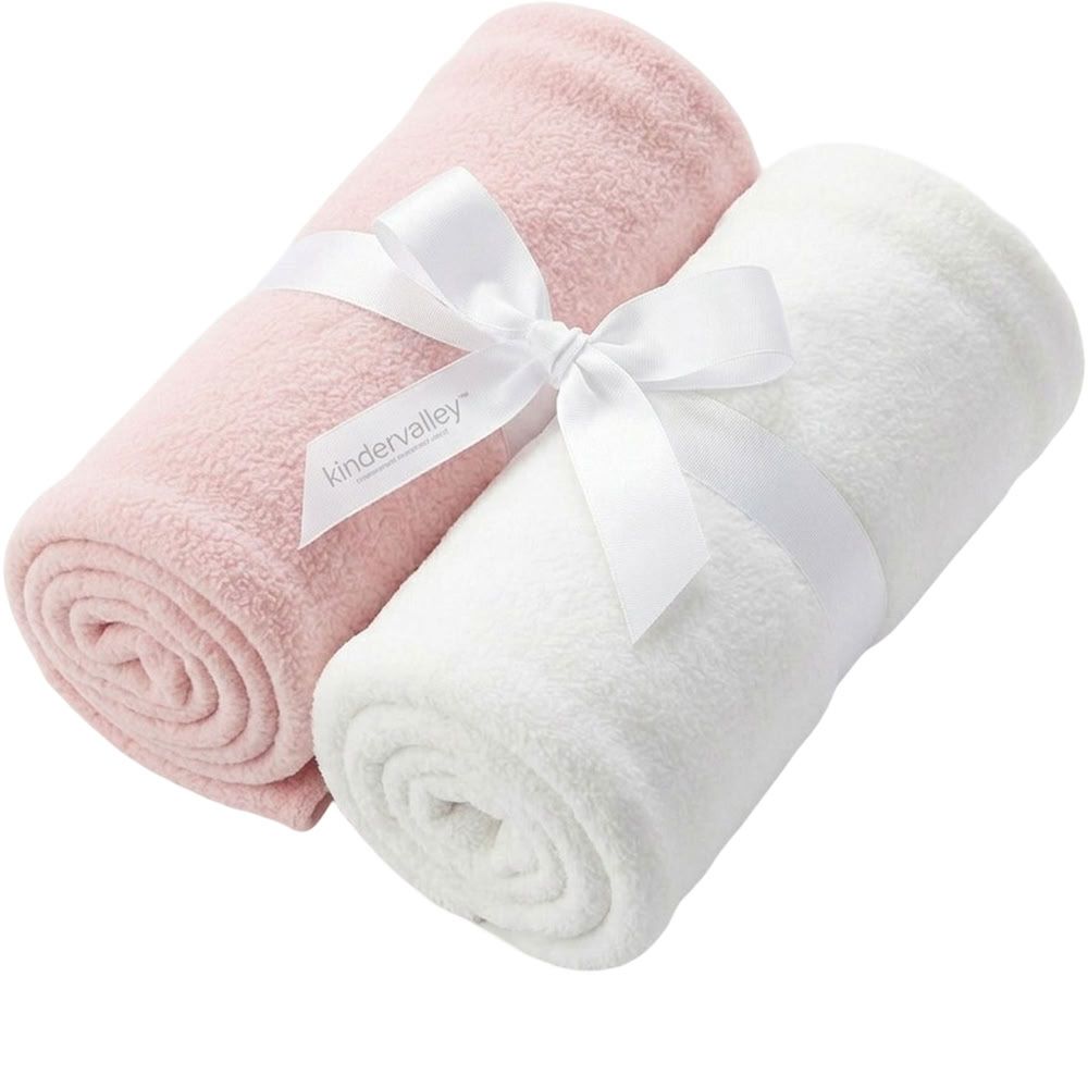 Kinder Valley - Cuddle Blanket Set - Pink/White - 2 Pcs