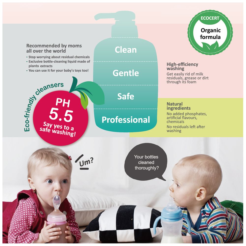 Farlin - Baby Bottle Wash With Refill Pack - 700 ml