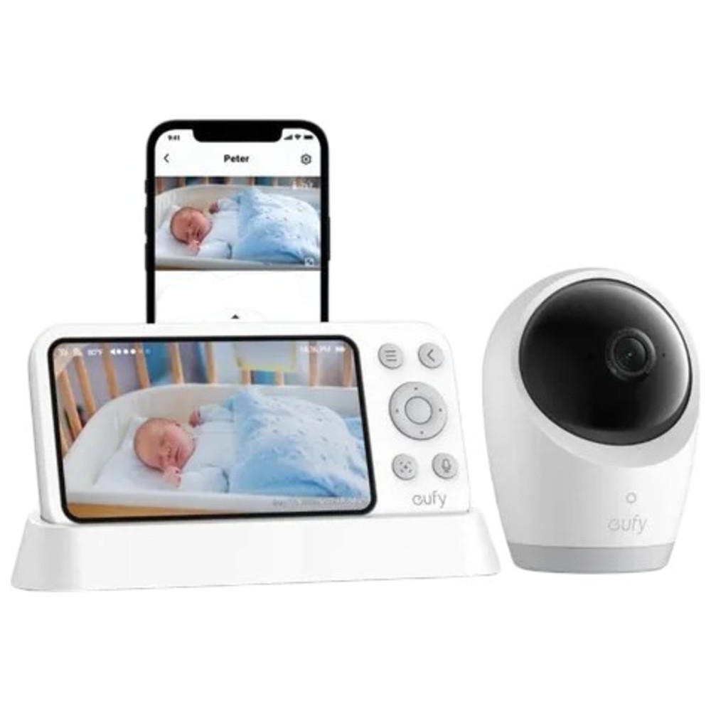 Eufy - Baby Monitor E21 4K Camera With 8x Zoom App & Monitor Control - White