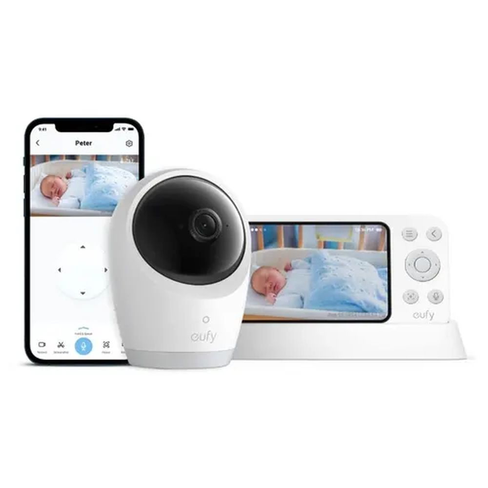Eufy - Baby Monitor E21 4K Camera With 8x Zoom App & Monitor Control - White