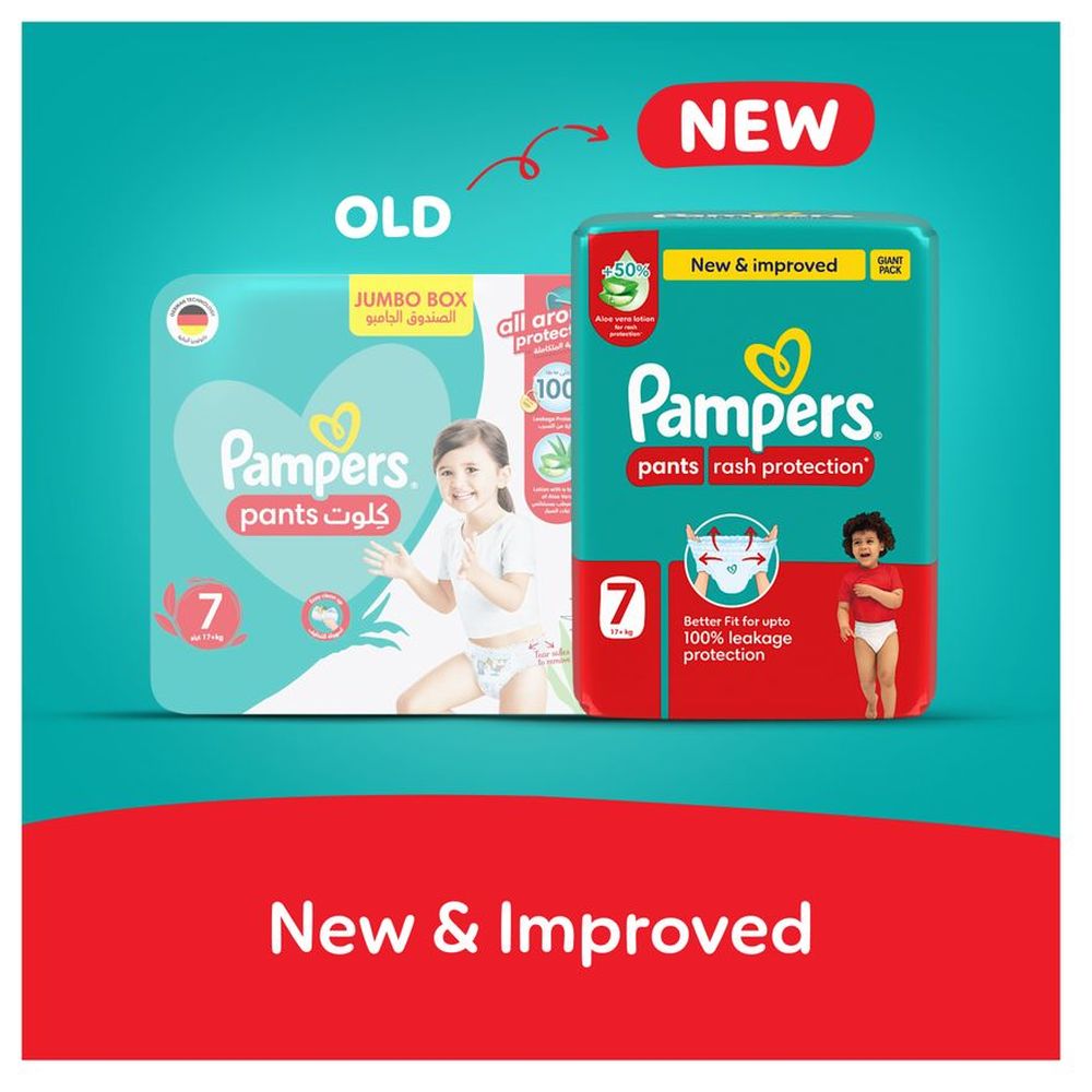 Pampers Rash Protection Diapers Pants With Aloe Vera - Size 7 - 20+kg - 40 Pcs
