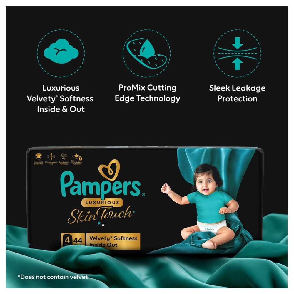 Pampers - Luxurious Skin Touch Premium Diapers - Size 4 - 9-14 kg - 44 Pcs
