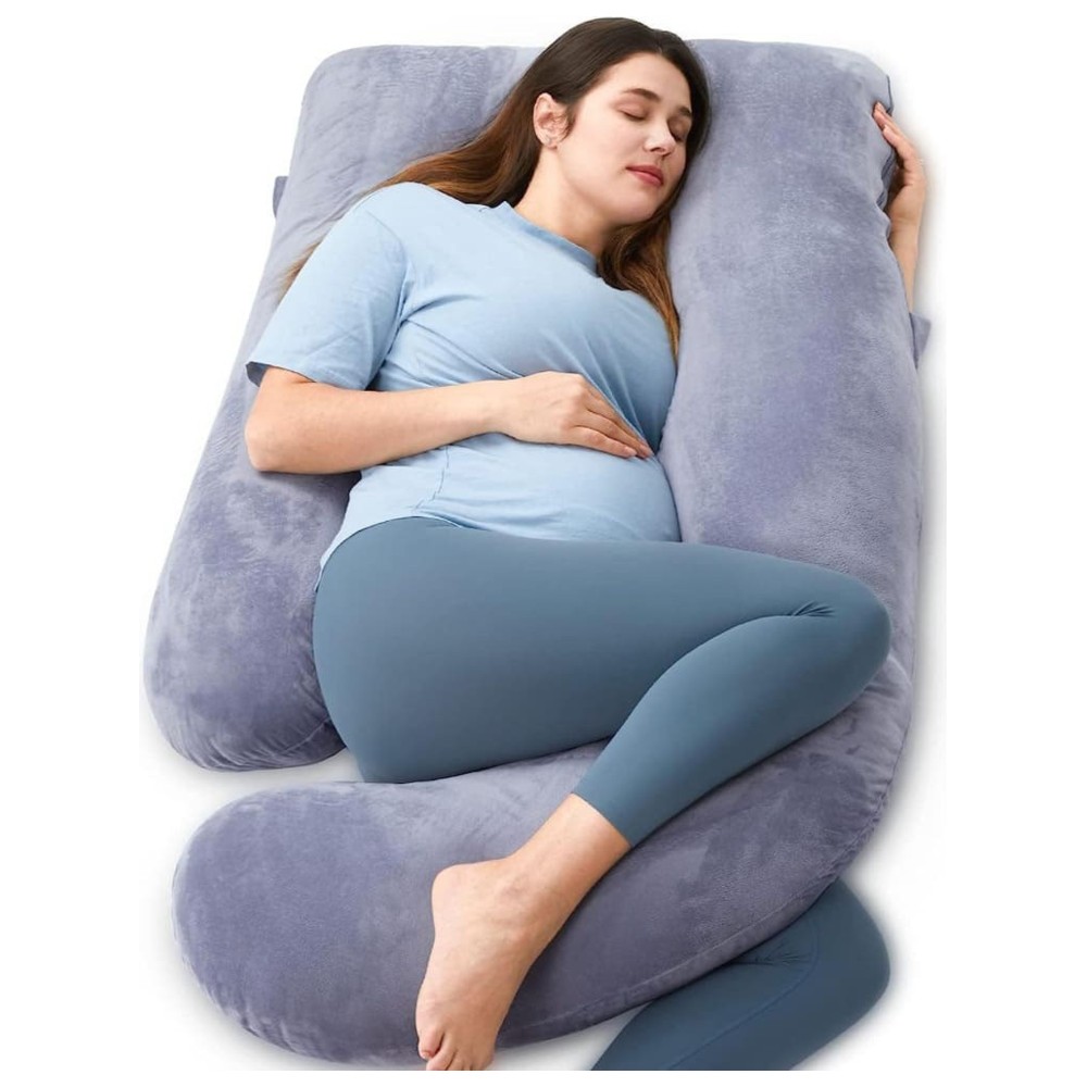 Momcozy - U Shaped Huggable Maternity Pillow With Removable Cover - Grey