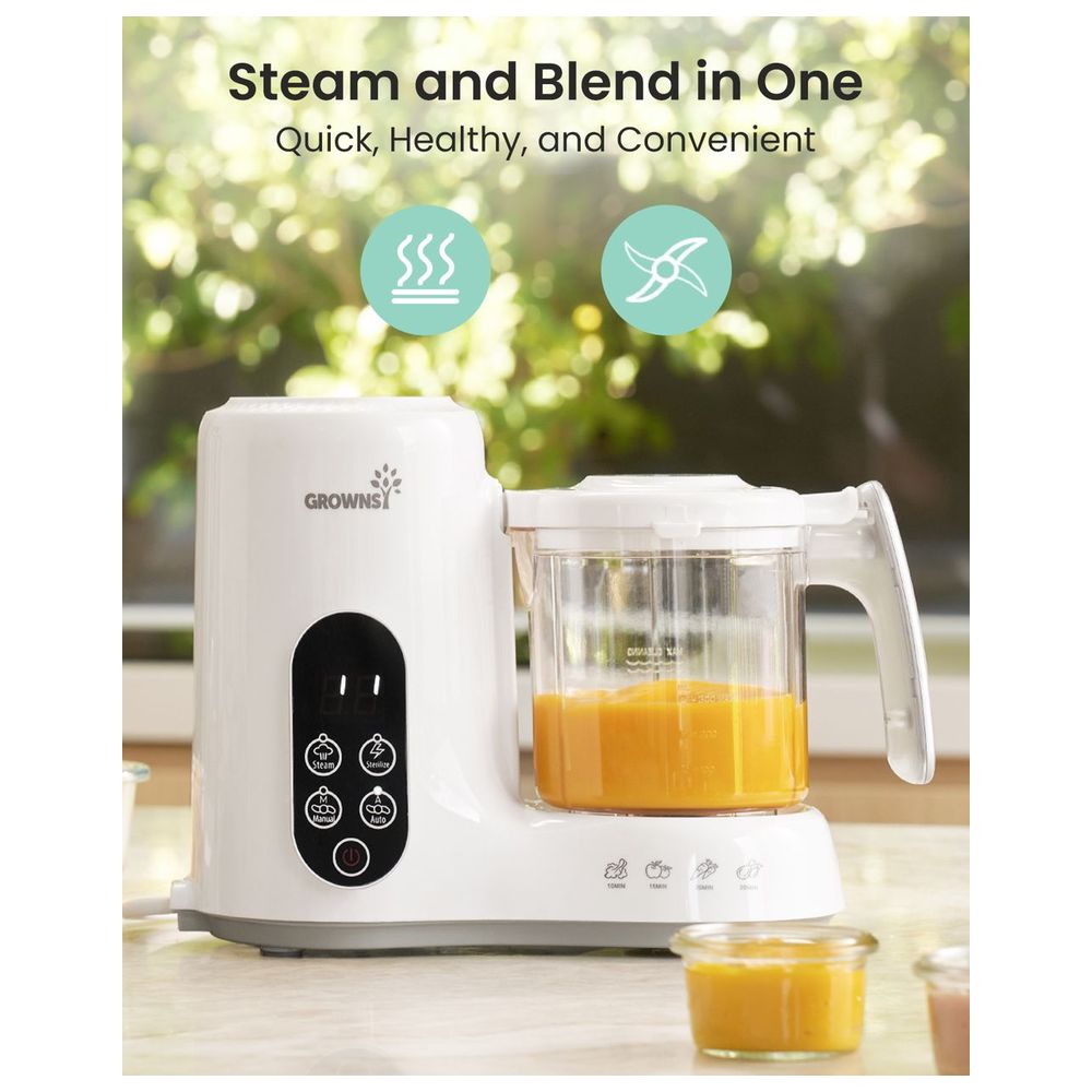 Grownsy Food Maker Steamer Blender - Auto Cooking Grinding and Sterilizing for Baby