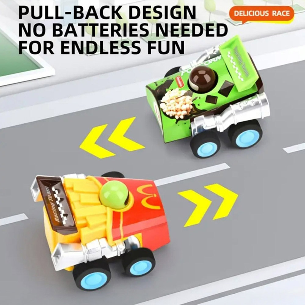 Trucare - Fun Time Pull Back Food Model Toy Car Set - Style May Vary - 4 Pcs
