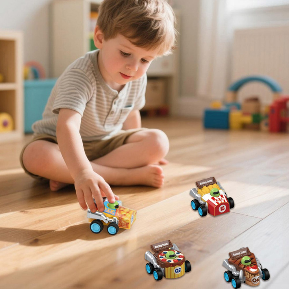 Trucare - Fun Time Pull Back Food Model Toy Car Set - Style May Vary - 4 Pcs