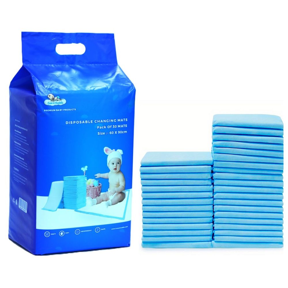 Cute 'n' Cuddle - Disposable Changing Mats - 60 x 90 cm - Pack of 30 - Blue