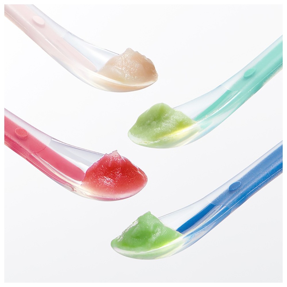 Babycare - Silicone Baby Spoons - Light Green/Pearly Pink - 2 Pcs