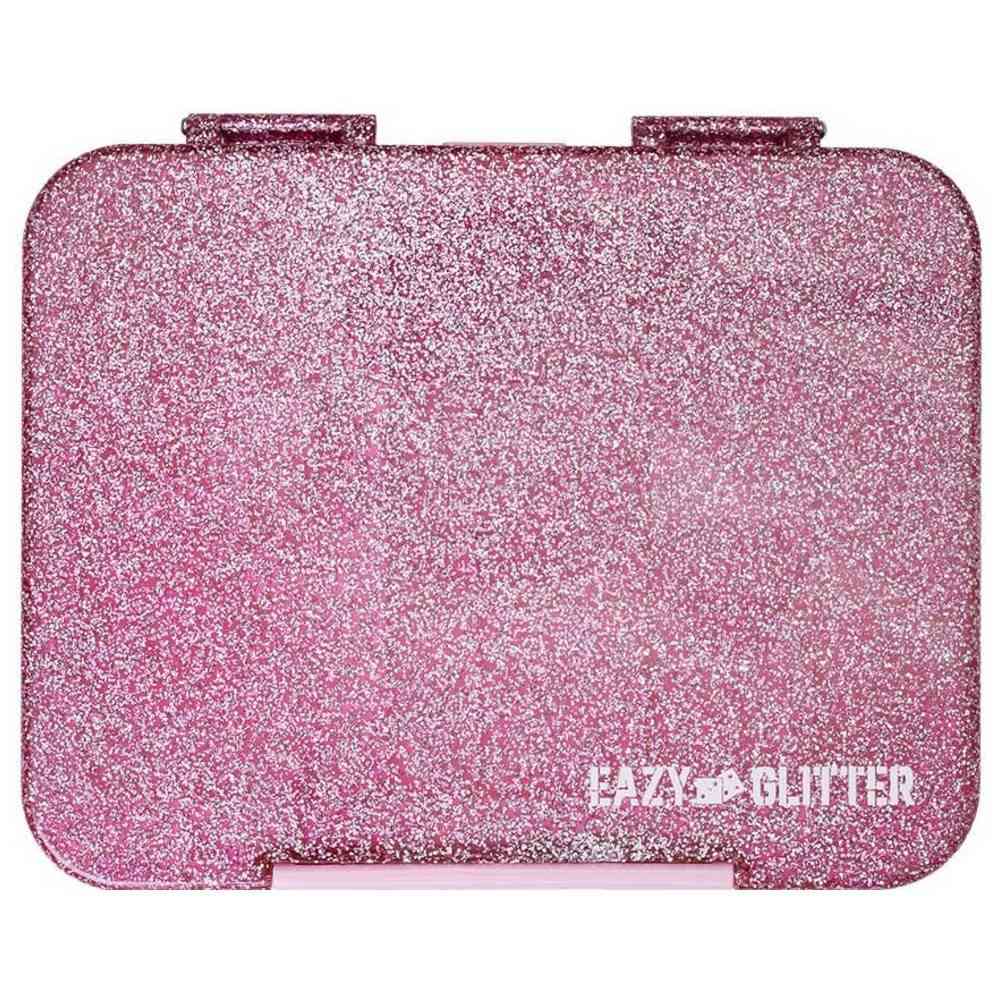 Eazy Kids - 6 And 4 Convertible Bento Lunch Box With Cutlery - Glitter Pink