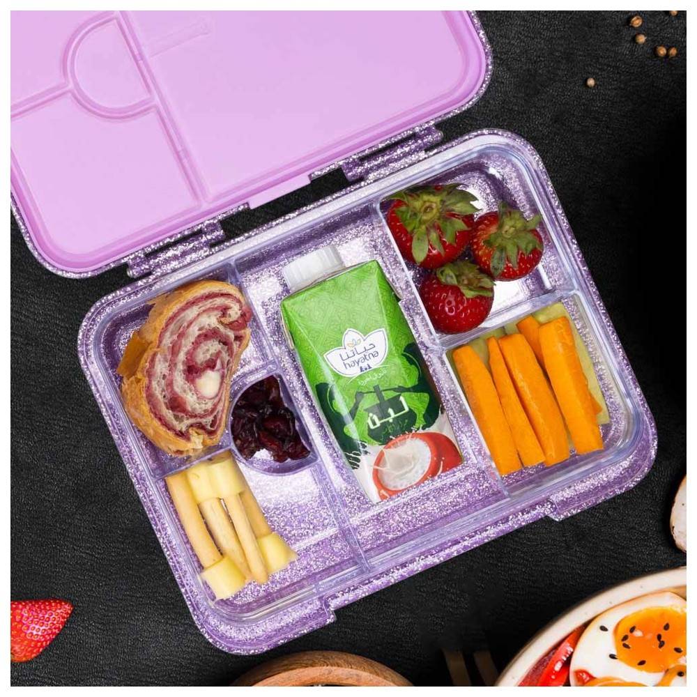 Eazy Kids - 6 And 4 Compartment Convertible Bento Lunch Box - Glitter Purple