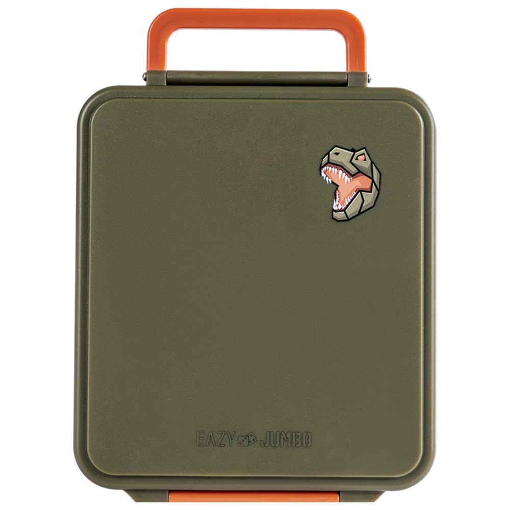 Eazy Kids - Jumbo Bento Lunch Box With Thermos & Dip Jar - Dino Green - 1.72 L