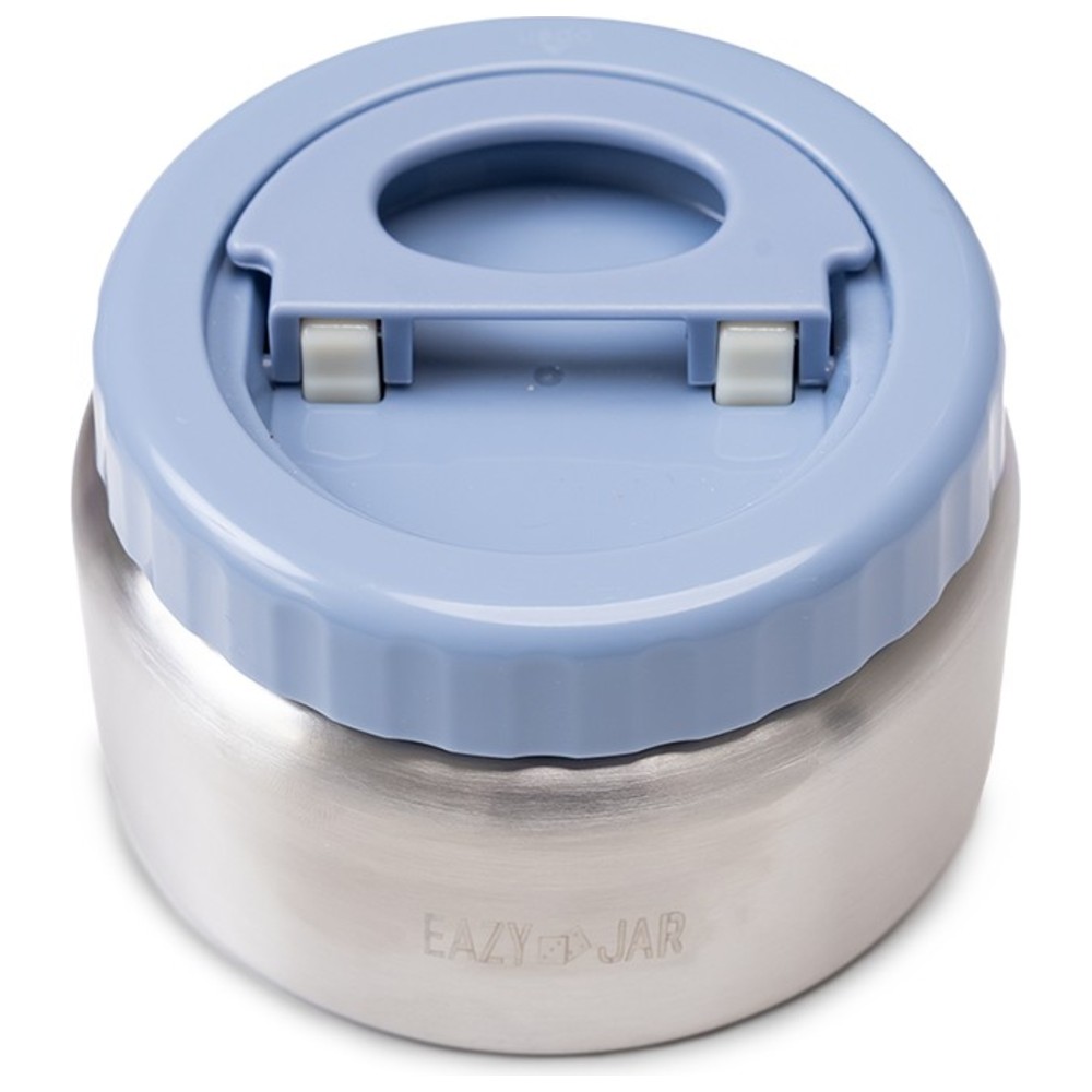 Eazy Kids - 4 Compartment Jumbo Bento Lunch Box With Thermos And Dip Jar - Grey