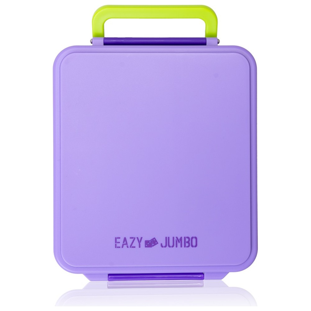 Eazy Kids - 4 Compartment Jumbo Bento Lunch Box With Thermos And Dip Jar - Purple