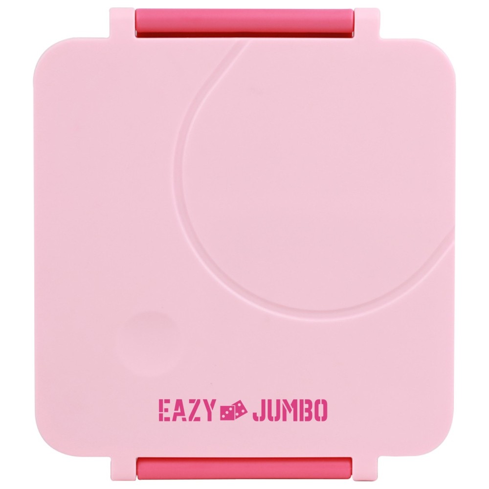 Eazy Kids - 3-4 Compartment Jumbo Lunch Box With Bowl, Spoon And Fork - Pink