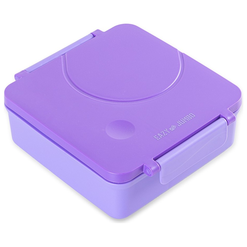 Eazy Kids - Jumbo Bento Lunch Box, Cutlery, Food Jar, Icepack And Lunch Bag Set - Purple - 6 Pcs