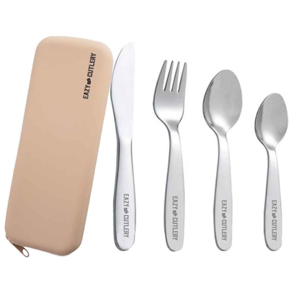 Eazy Kids - Stainless Steel Cutlery With Silicone Pouch - 4 Pcs