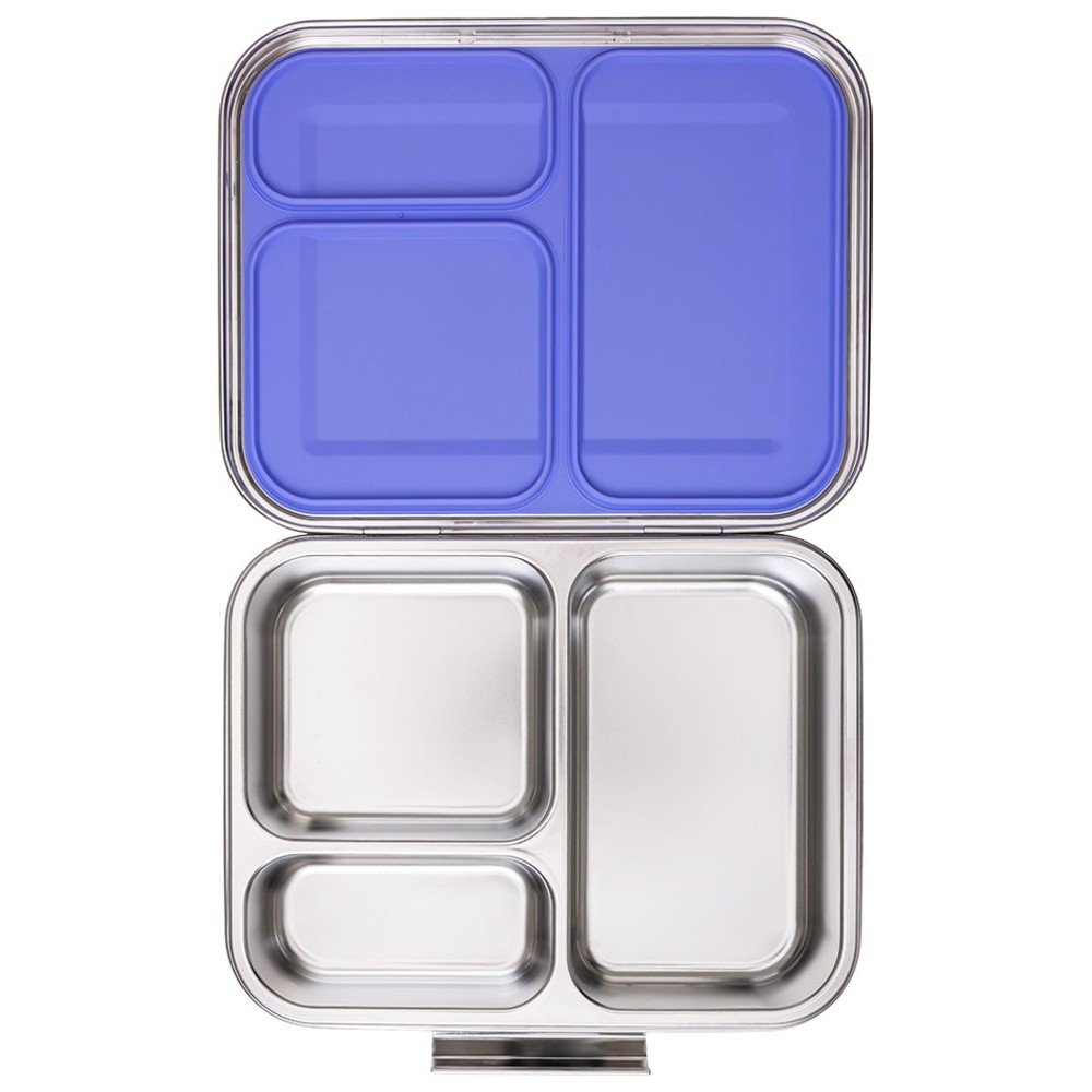 Eazy Kids - 3 Compartment Bento Steel Lunch Box - Purple