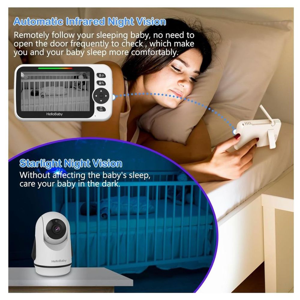 Hello Baby - 5.0-inch Color LCD Screen Video Baby Monitor With Remote Camera