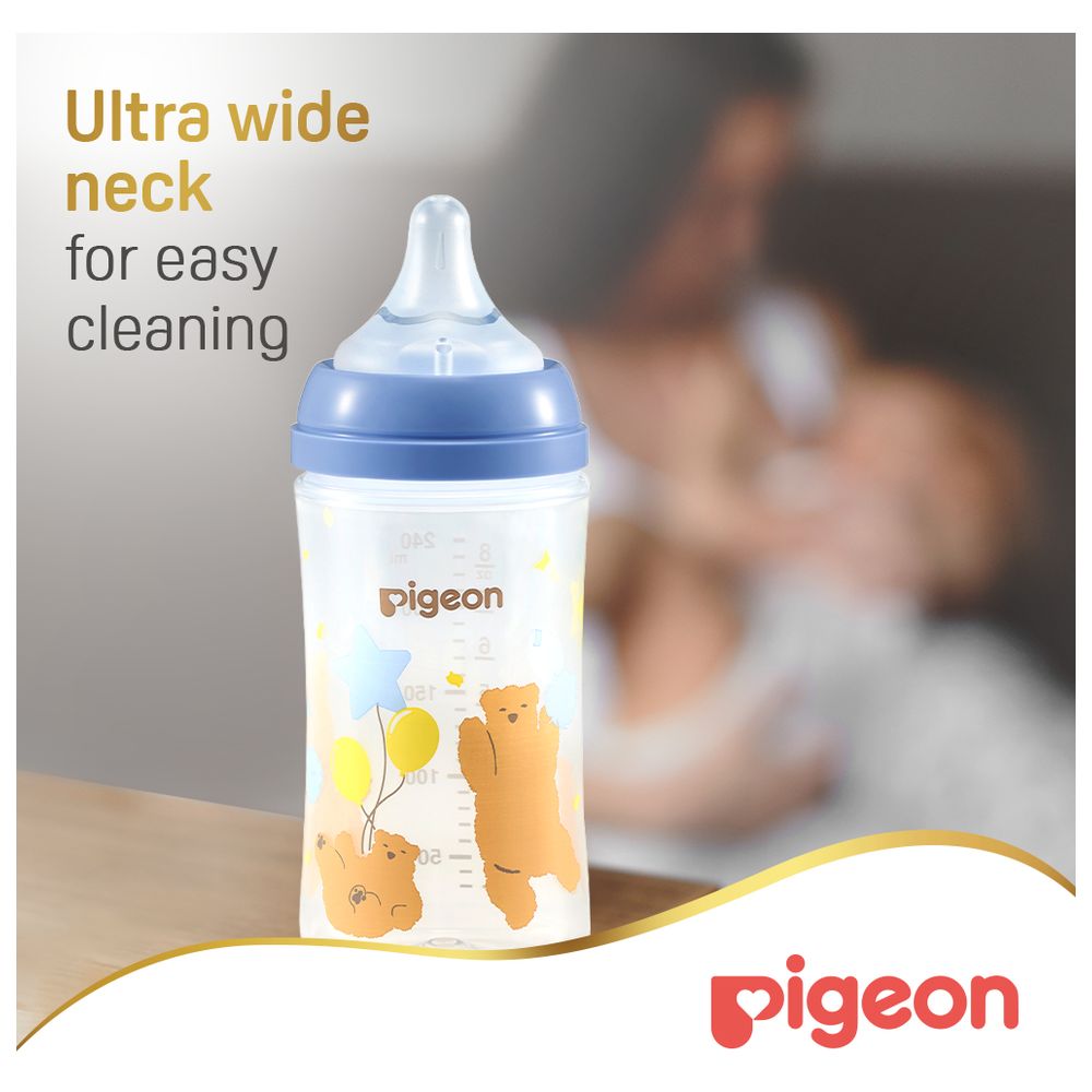 Pigeon - Softouch Wide Neck Feeding Bottle - Bear - 240 ml