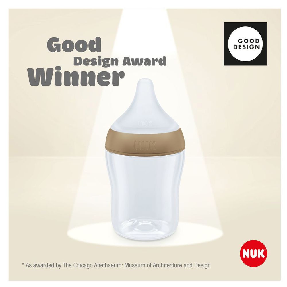 Nuk - Perfect Match Glass Baby Feeding Bottle With Soft Silicon Teat - Rainbow - 230 ml