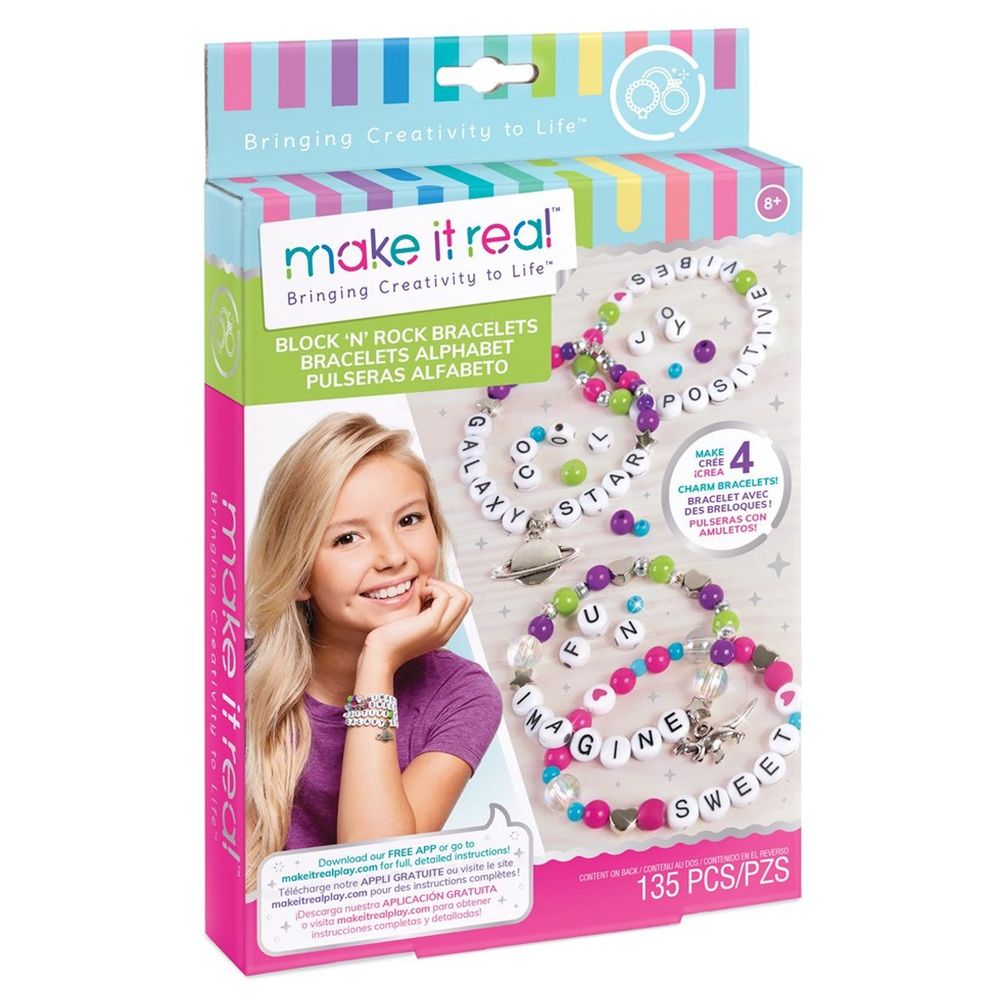 Make it Real - Block & Rock Charm Bracelets Alphabet Kit - 135 Pcs