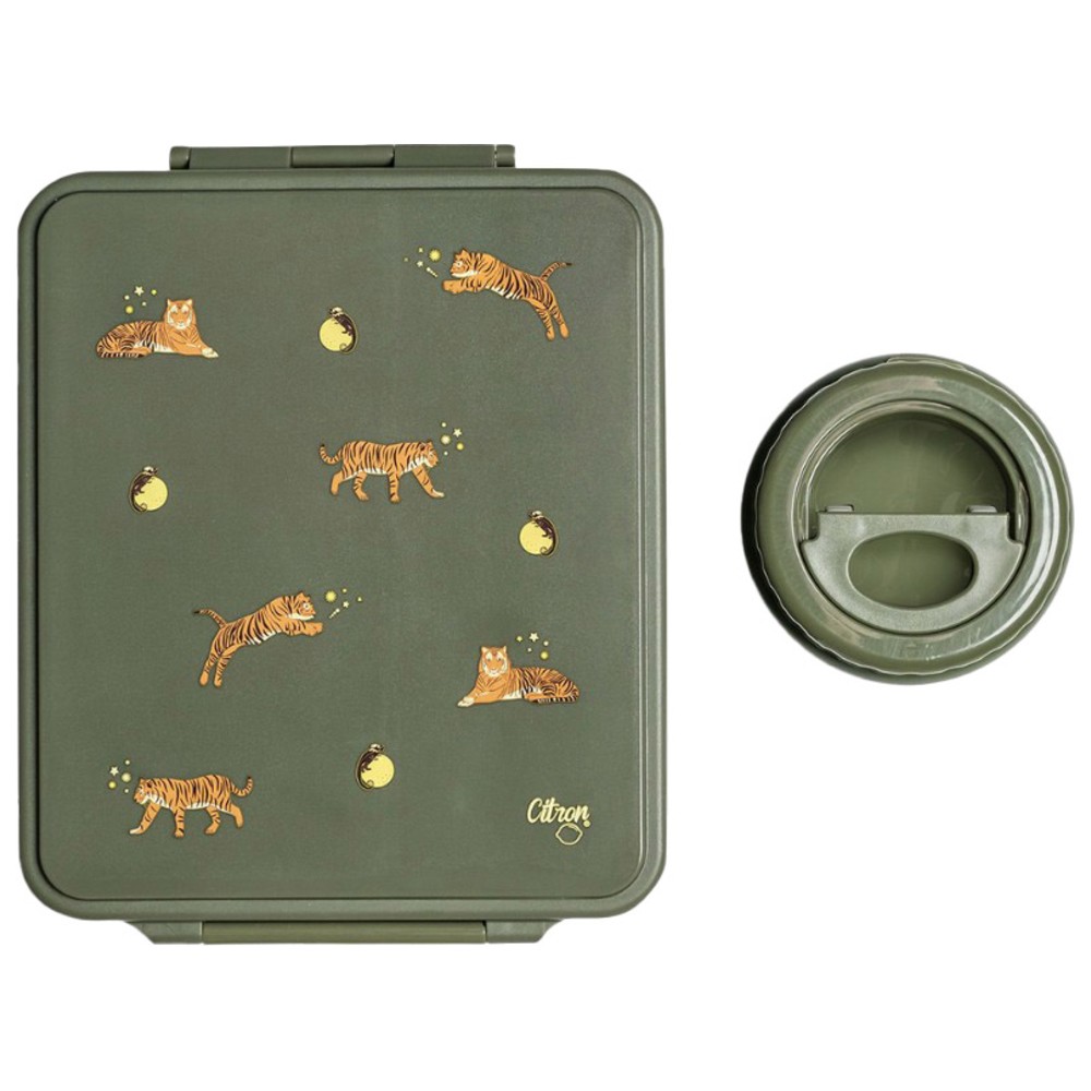 Citron - Grand 4-Compartment Lunch Box With Food Jar - Tiger