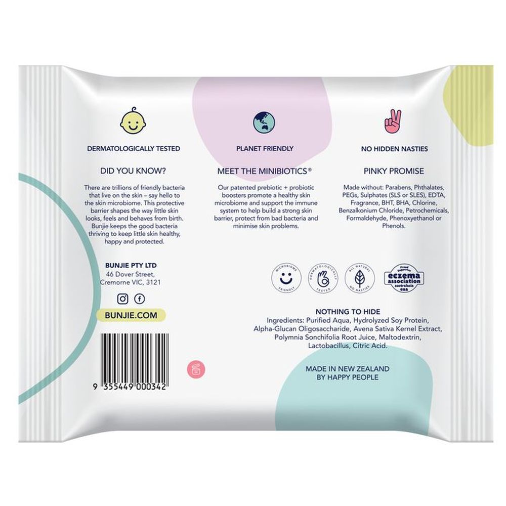 Bunjie - Probiotic Baby Travel Wipes - 20 Pcs