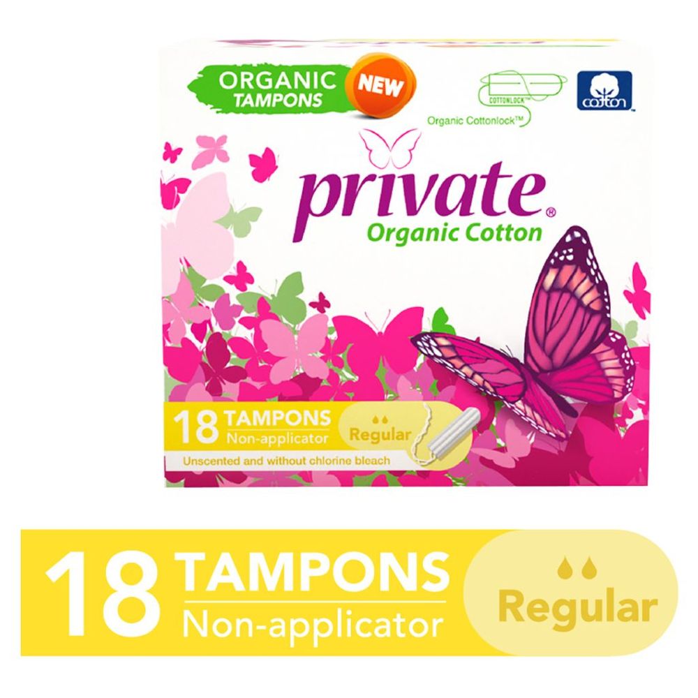 Private - Organic Non Applicator Tampon - Regular - 18pcs