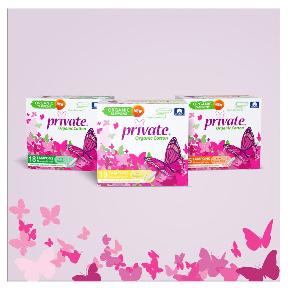 Private - Organic Non Applicator Tampon - Super - 18pcs