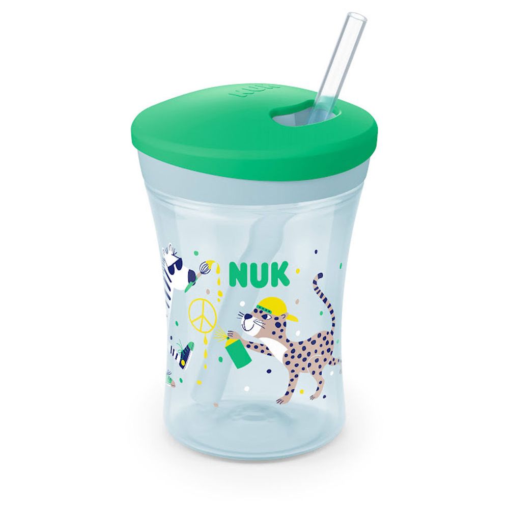 Nuk - Soft Drinking Straw Action Cup - Green - 230 ml
