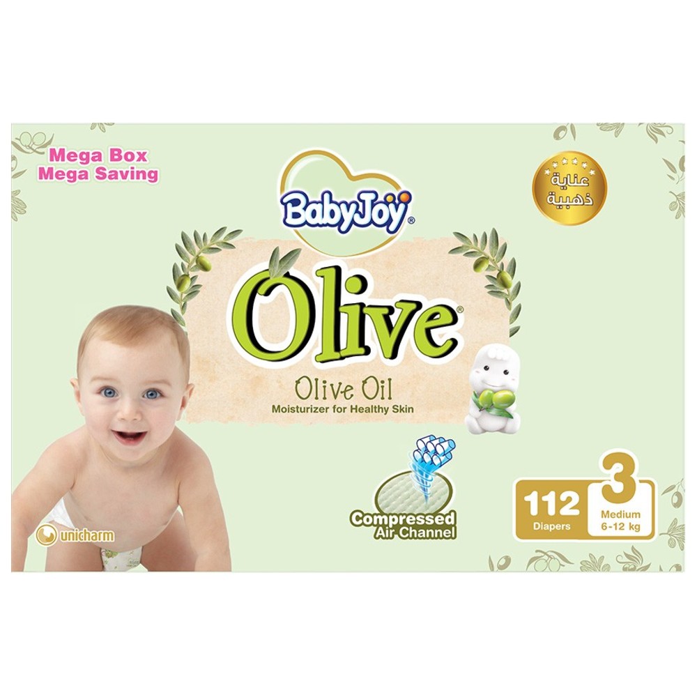BabyJoy - Olive Diapers - Mega Box - Size 3 - Medium - 6-12 kg - 112 Pcs