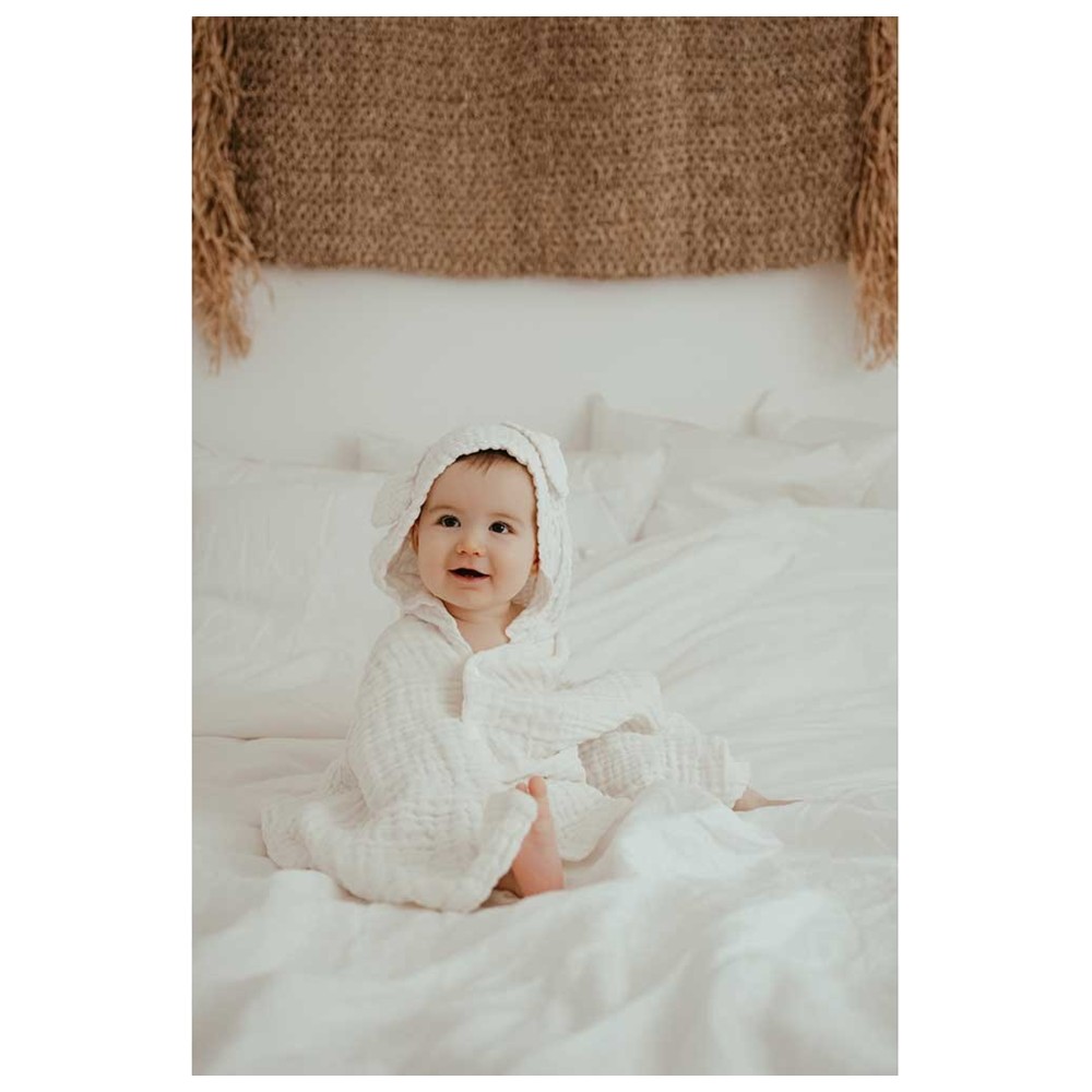 Anvi Baby - Organic Muslin Hooded Towel - White