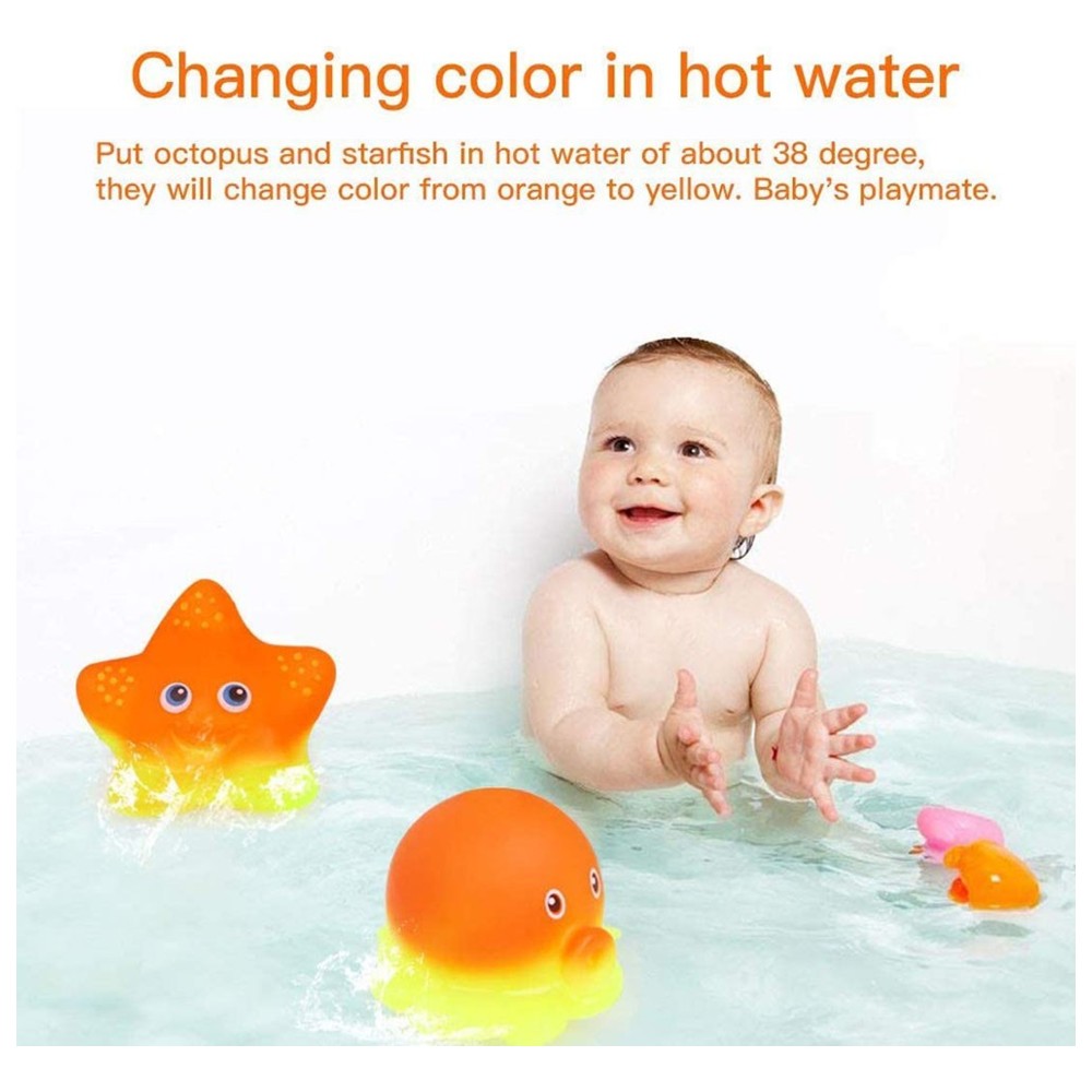 Essen - Baby Bath Pool Toys Set With Spray & Sounds - Multicolor - 7 Pcs