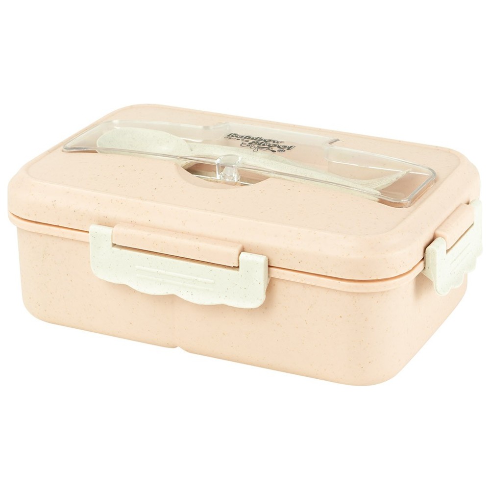 Rainbow Skool - 4 Compartment Lunch Box With Cutlery - Pink