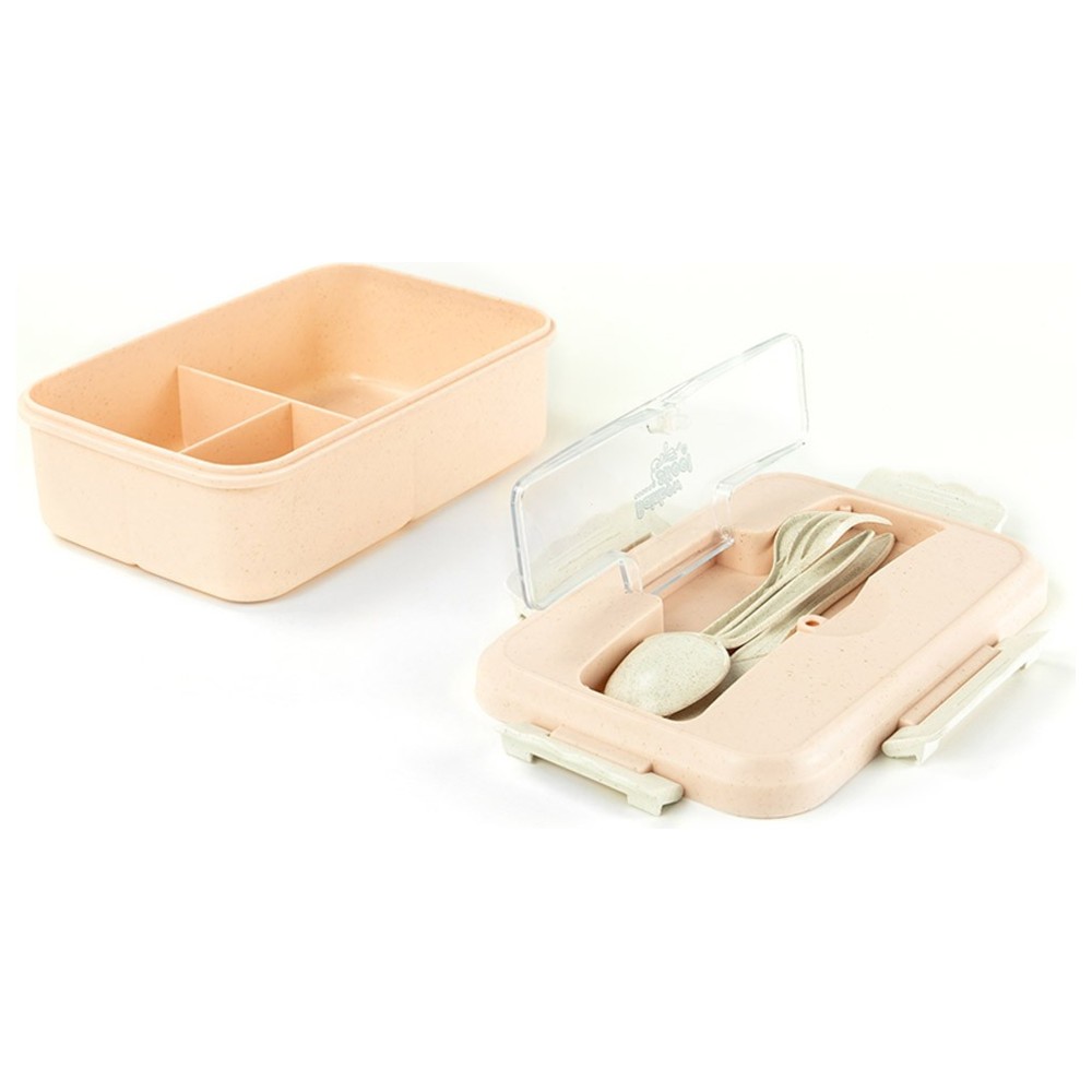 Rainbow Skool - 4 Compartment Lunch Box With Cutlery - Pink