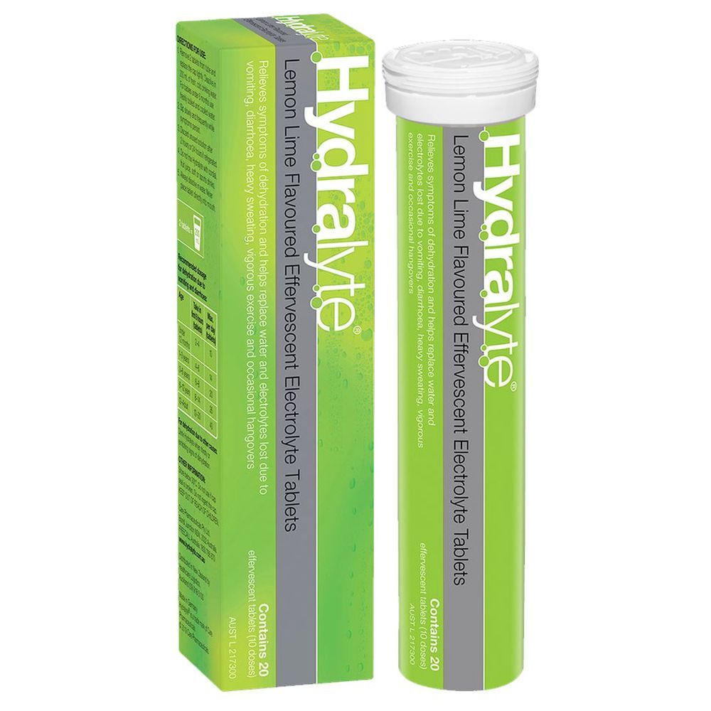 Hydralyte - Effervescent Electrolyte Tablets - Lemon Lime - 20 Pcs