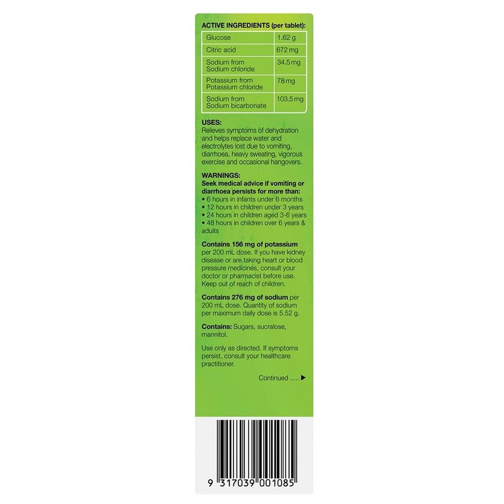 Hydralyte - Effervescent Electrolyte Tablets - Lemon Lime - 20 Pcs
