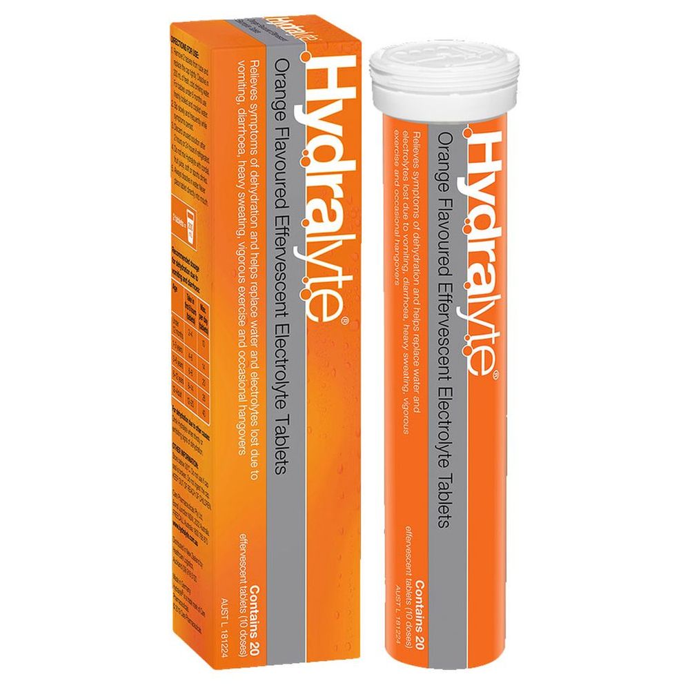 Hydralyte - Effervescent Electrolyte Tablets - Orange - 20 Pcs