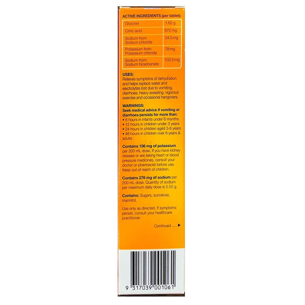 Hydralyte - Effervescent Electrolyte Tablets - Orange - 20 Pcs