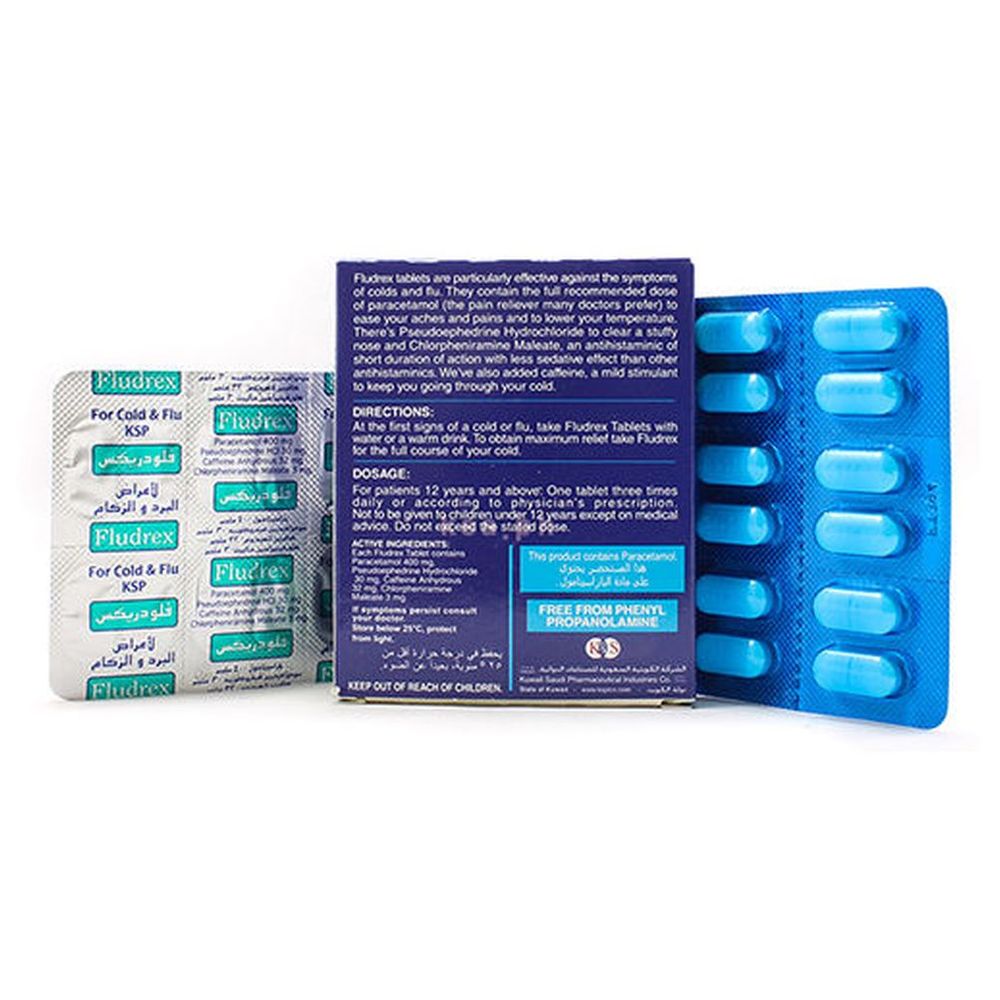Fludrex - Cold And Flu Relief Tablets - 24 Pcs