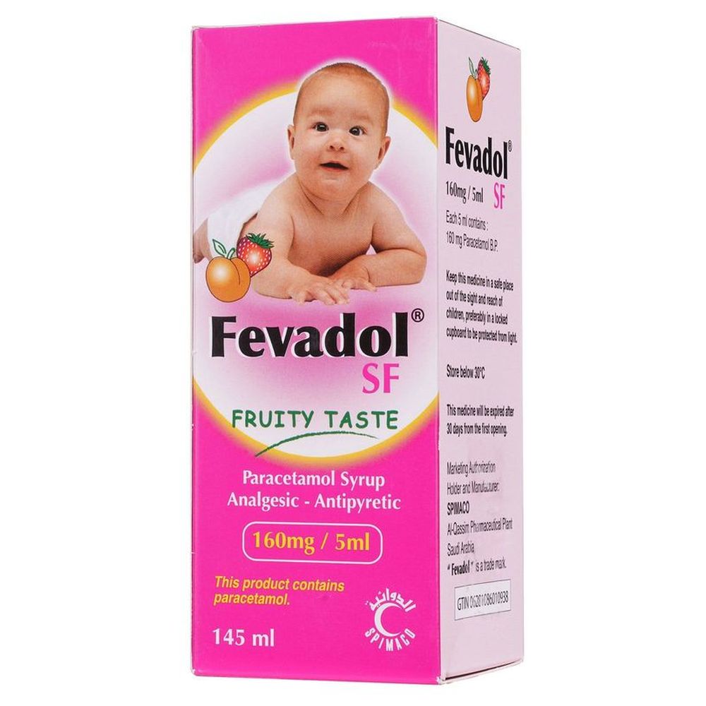 Fevadol Sugar-Free Paracetamol Syrup - Fruity - 145 ml