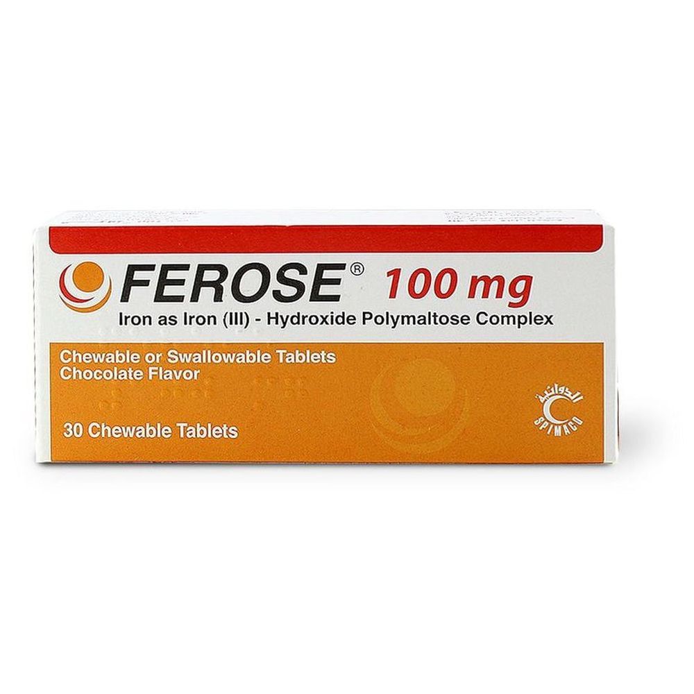 Ferose 100 mg Chewable Tablets - 30 Pcs