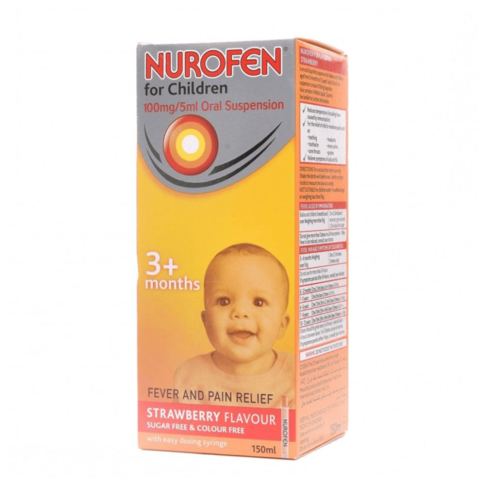 Nurofen - Children Fever And Pain Relief Oral Suspension - Strawberry - 150 ml