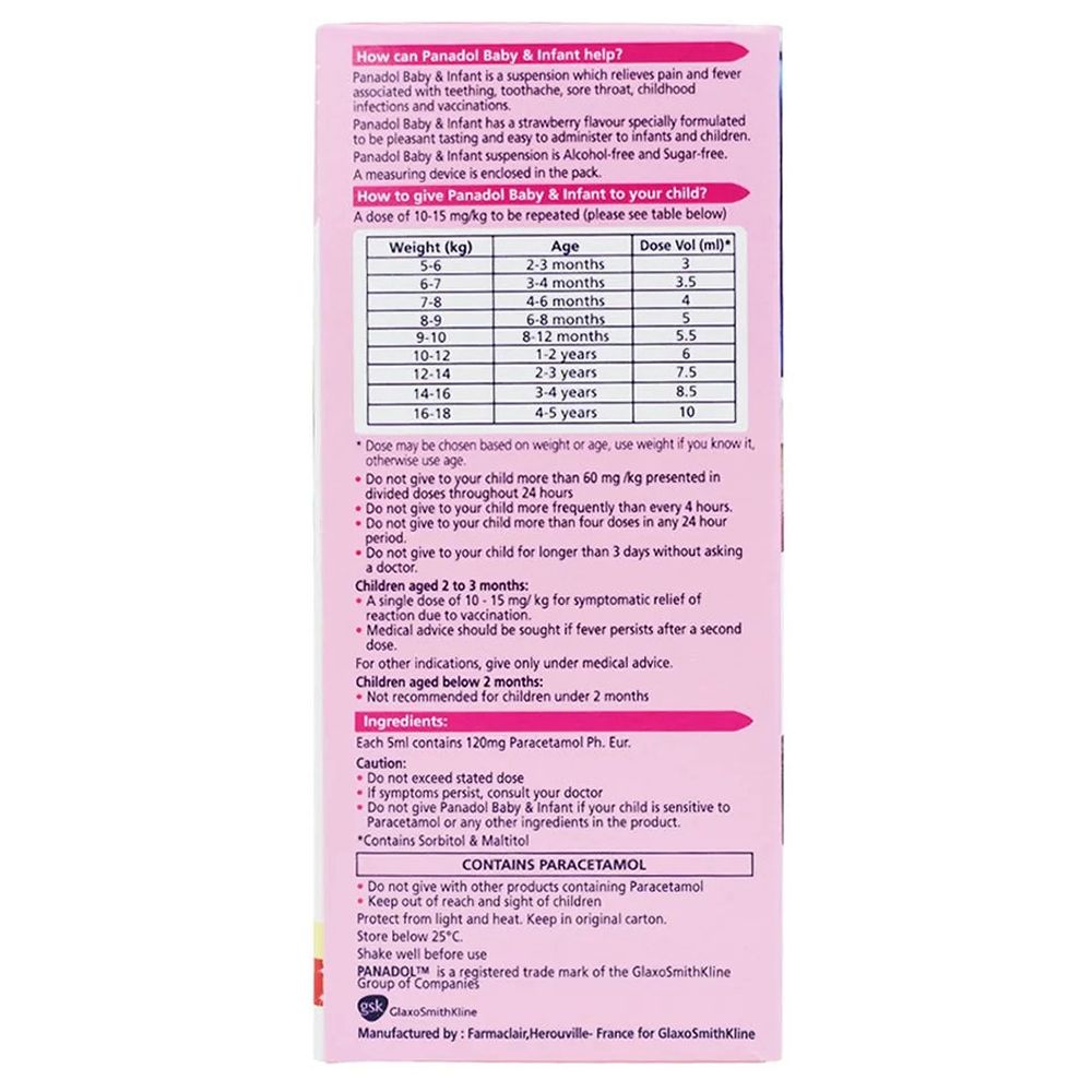 Panadol - Baby Paracetamol Oral Suspension 120 mg - 100 ml