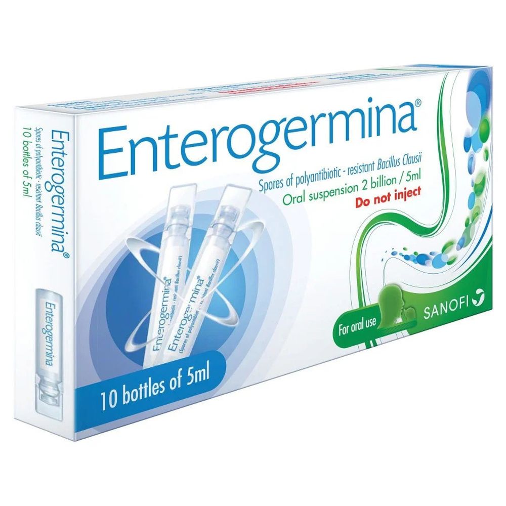Enterogermina - Probiotic Oral Suspension Bottles - Pack of 10 - 5 ml