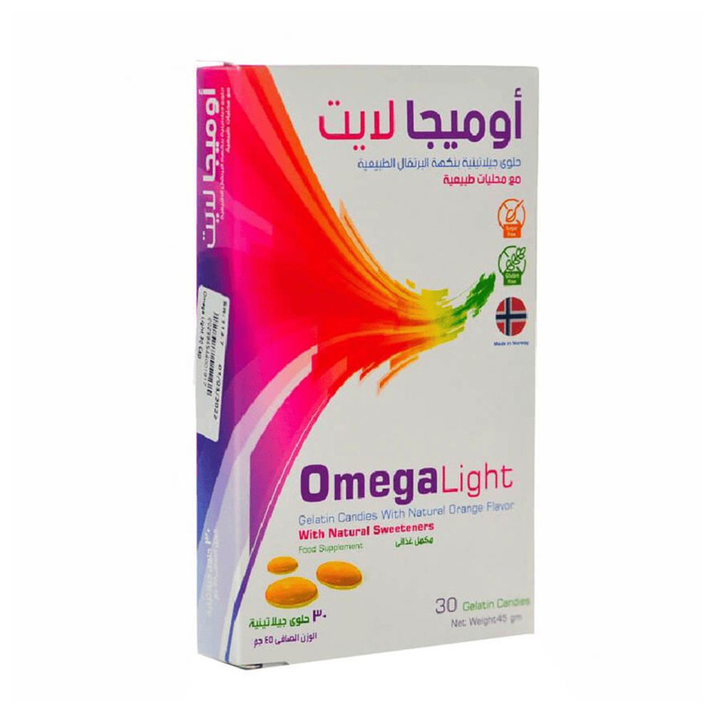 حلوى الجيلاتين من أوميغا لايت، مكمل غذائي - 30 قطعة