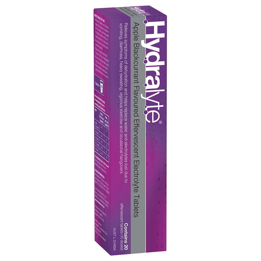 Hydralyte - Electrolyte Effervescent Tablets - Apple Blackcurrant - 20 Pcs